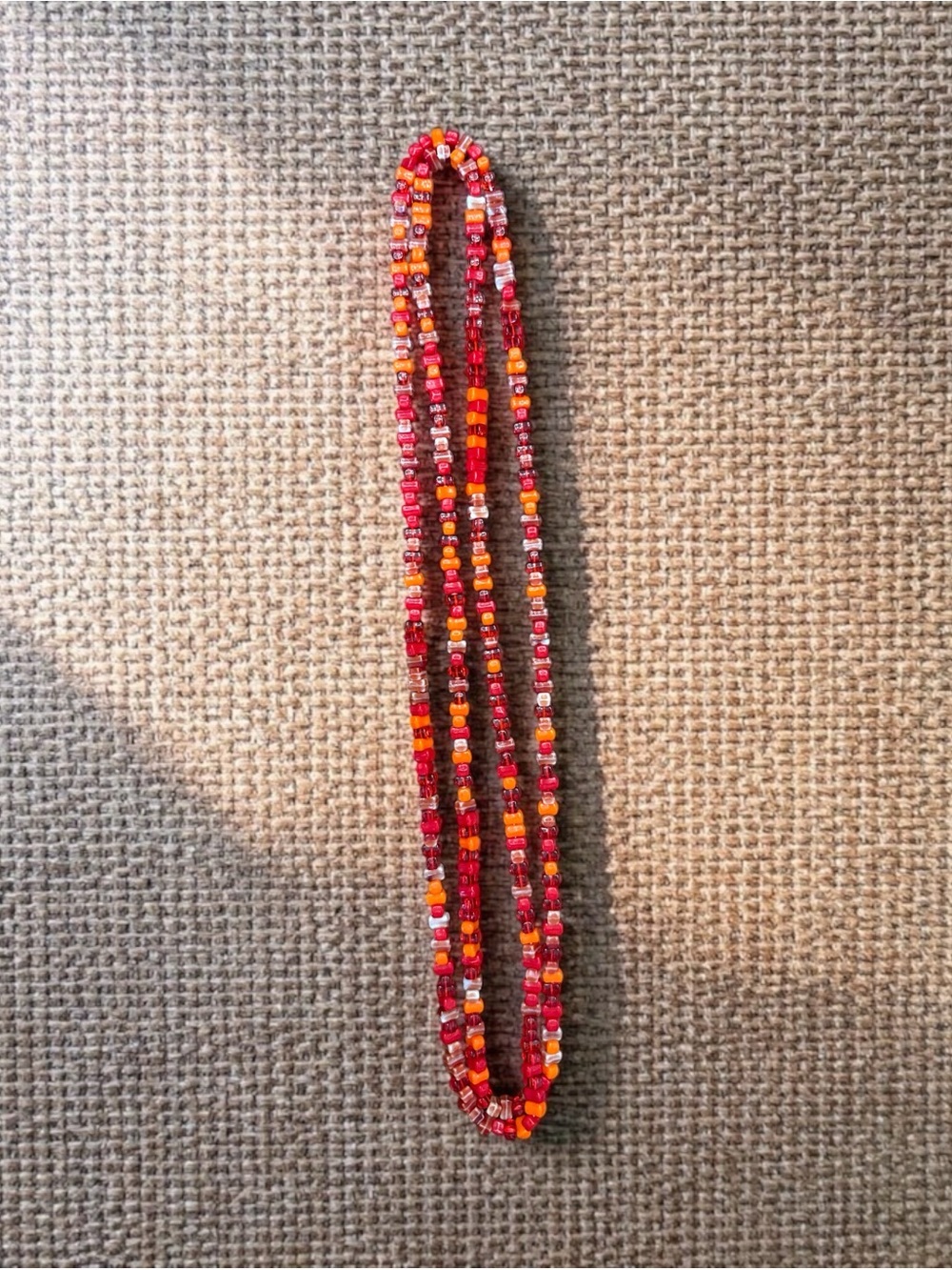 Vintage long strand Red & Orange Rectangular Bead Necklace 49” - Picture 14 of 15